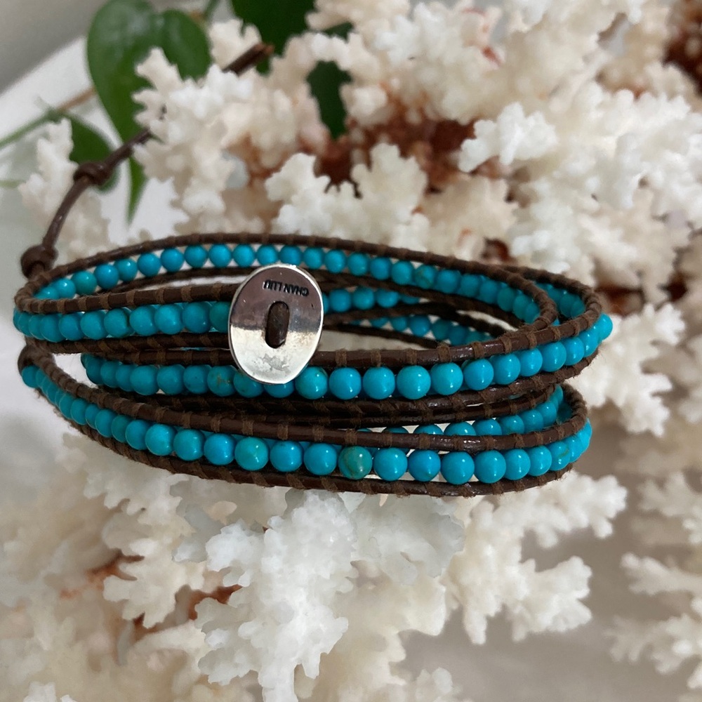 Chan Luu Turquoise Beaded Wrap Bracelet